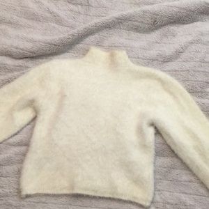 Fuzzy crop top turtle neck sweater